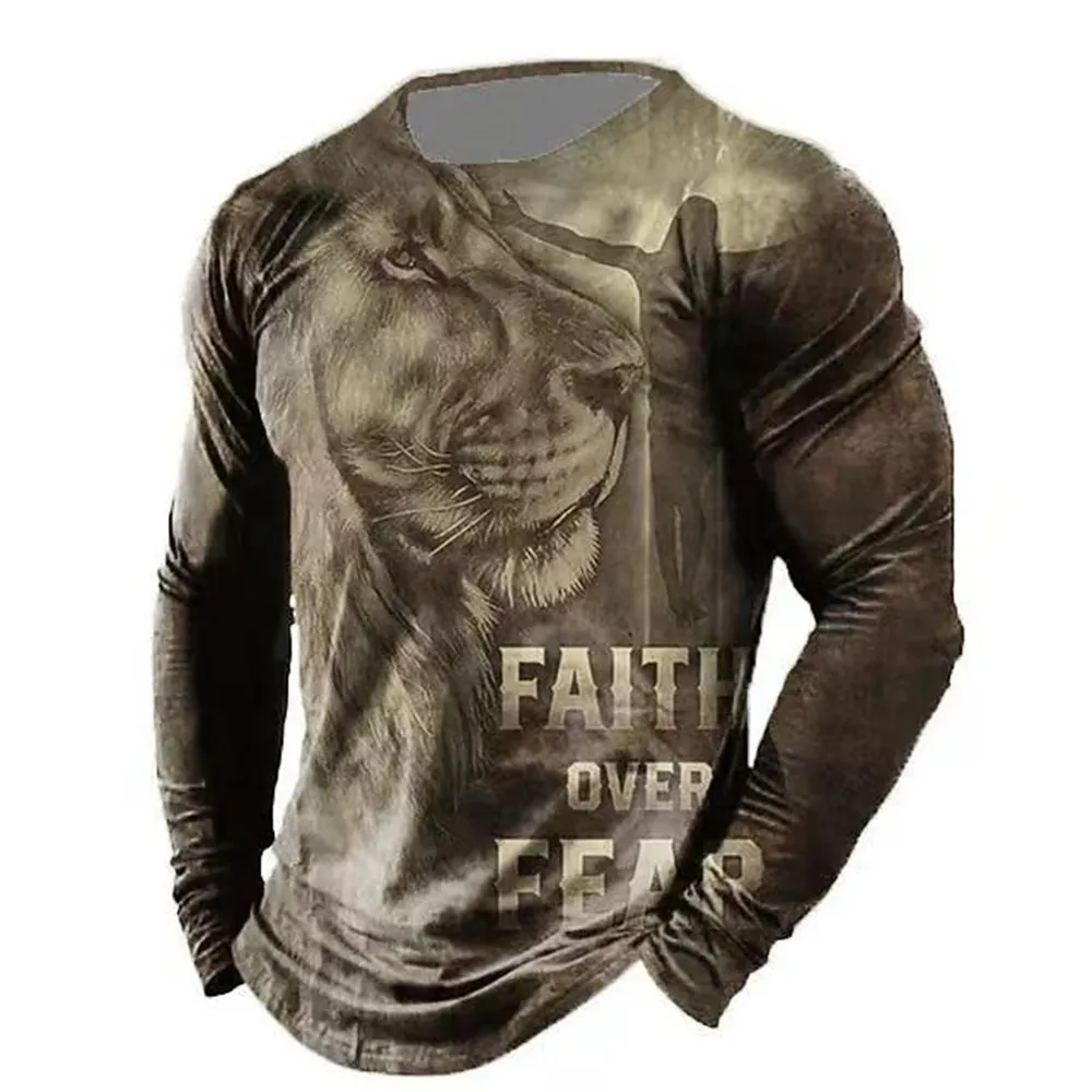 

Christ Jesus T-shirt Men's 3D Printing T-shirt Long Sleeve Street Clothing Vintage Top Plus Size T-shirt Men's Clothing