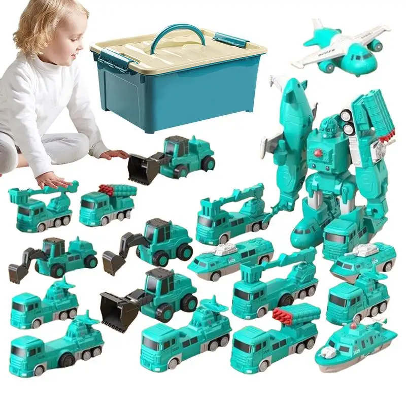 Veicoli da costruzione giocattolo per auto trasformanti magnetiche Camion magnetici creativi per bambini 4-6 blocchi magnetici per l'apprendimento precoce