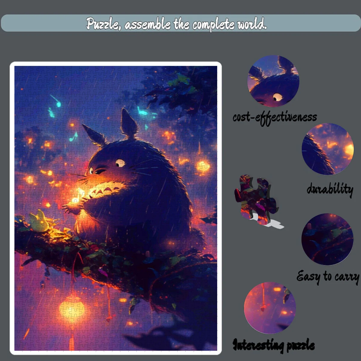 500 قطعة أو 1000 قطعة من أحجية الصور المقطوعة المستوحاة من الرسوم المتحركة اليابانية التي تحديها للبالغين والعائلات - ربط متوهج ليلاً #3
