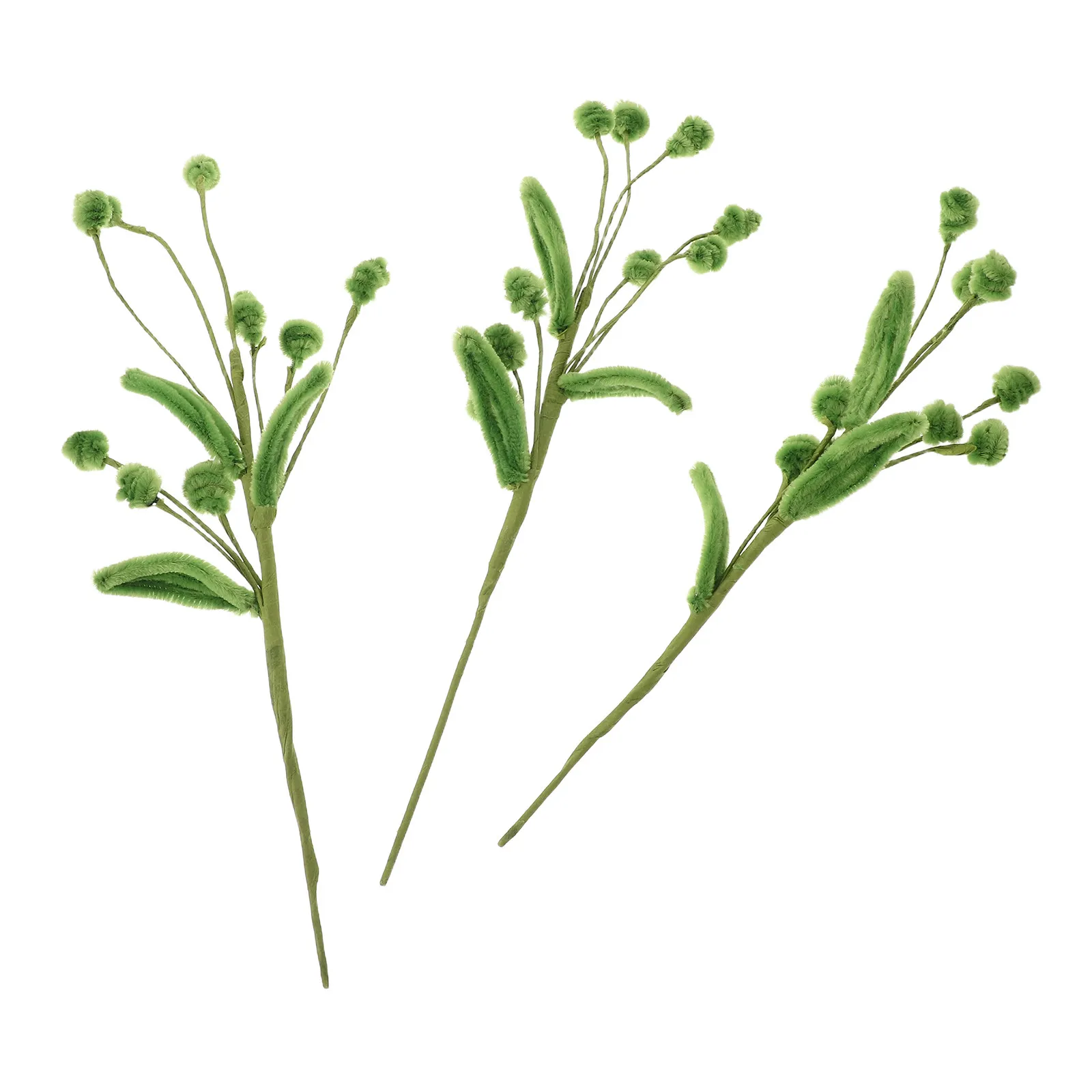 

3 шт. готовых зеленых гибких стержней из синели в форме листьев, декоративные вставки для ваз, витые палочки для свадебных столов и весенних центральных композиций