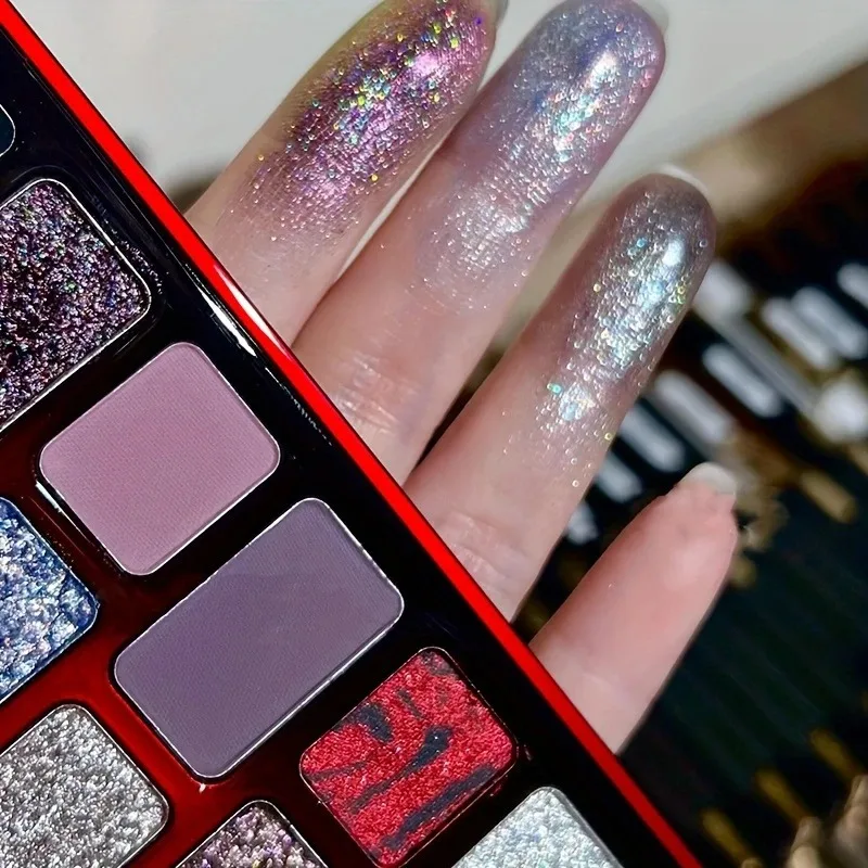 16 Color Flash Polarized Chameleon Eyeshadow tray Matte Pearl Chameleon Cool Smoky Gothic Everyday Play Makeup, Carnival
