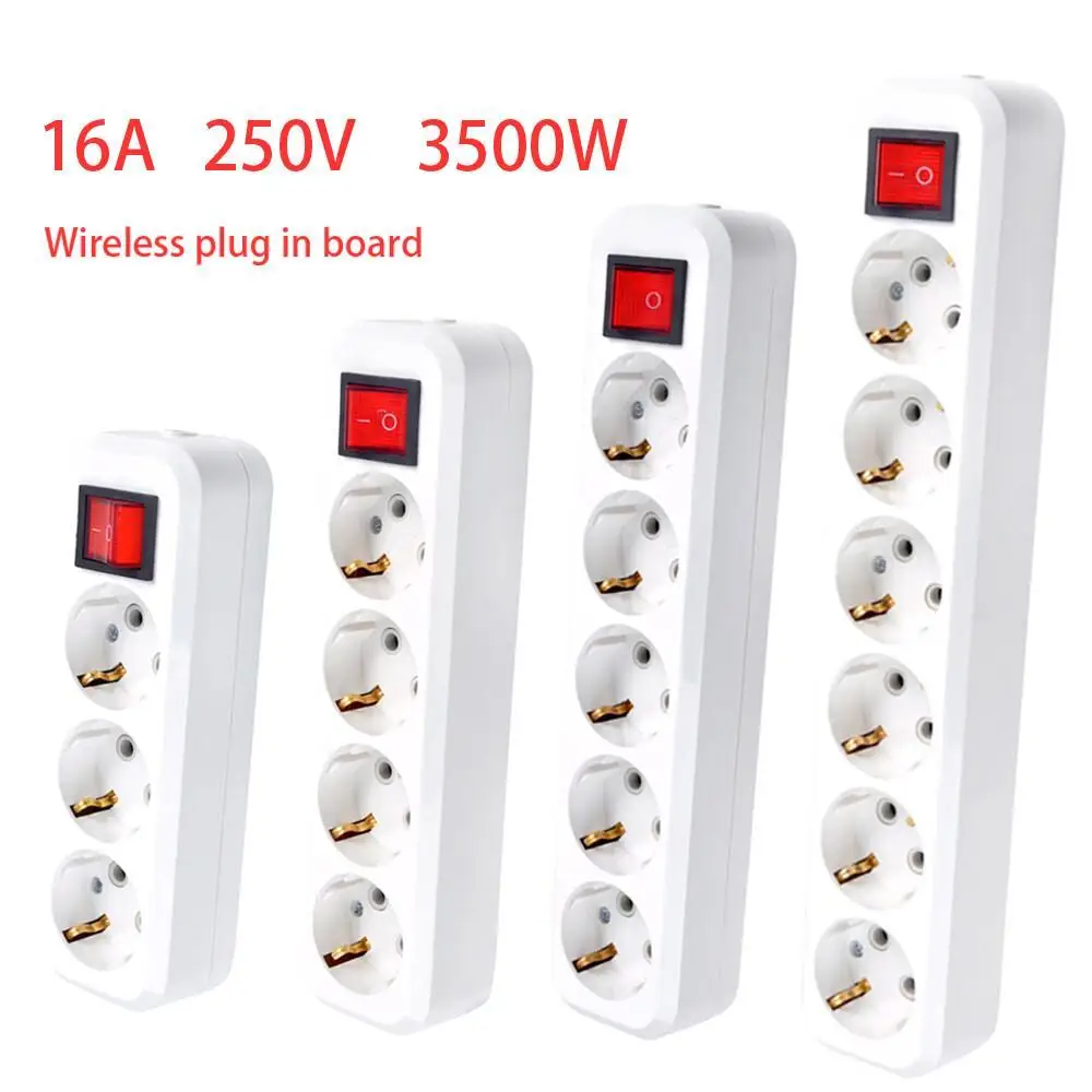 EU Plug Power Strip Wireless Electric AC Sockets With ON/OFF Switch Home Office Wall Charger European Standard Adapter 4/5 Grids