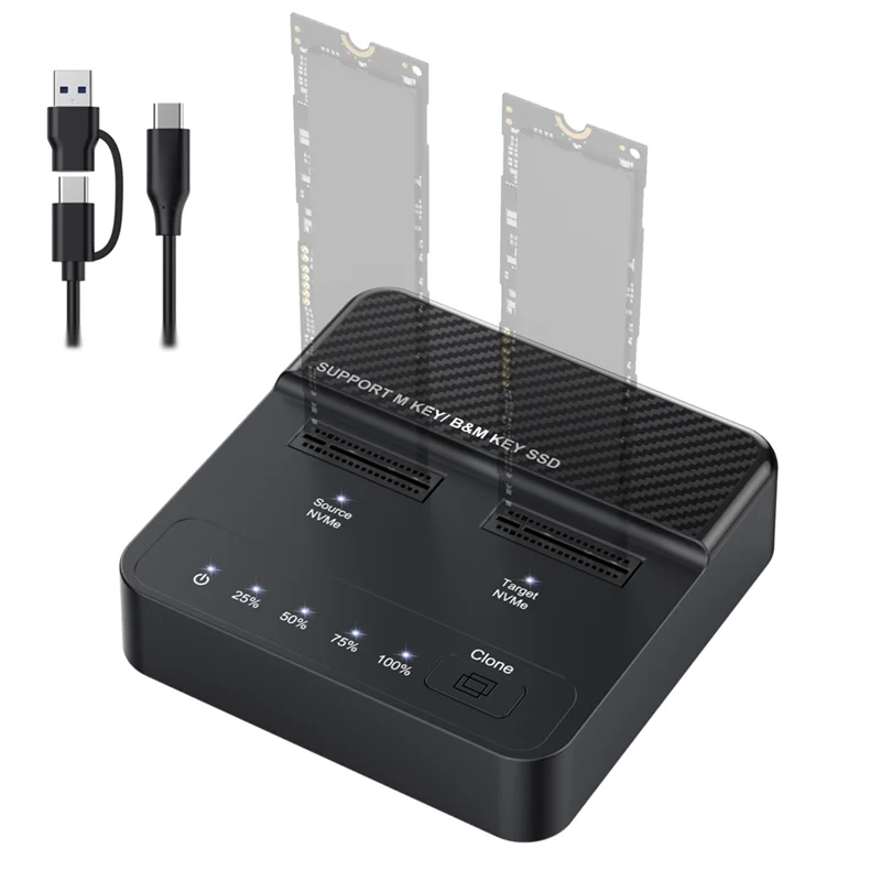 

ABT-NVME M. 2 SSD Docking Station Dual-Bay Solid State Drive Duplicator 20Gbps Read-Write Offline Copying Cloner Duplicator
