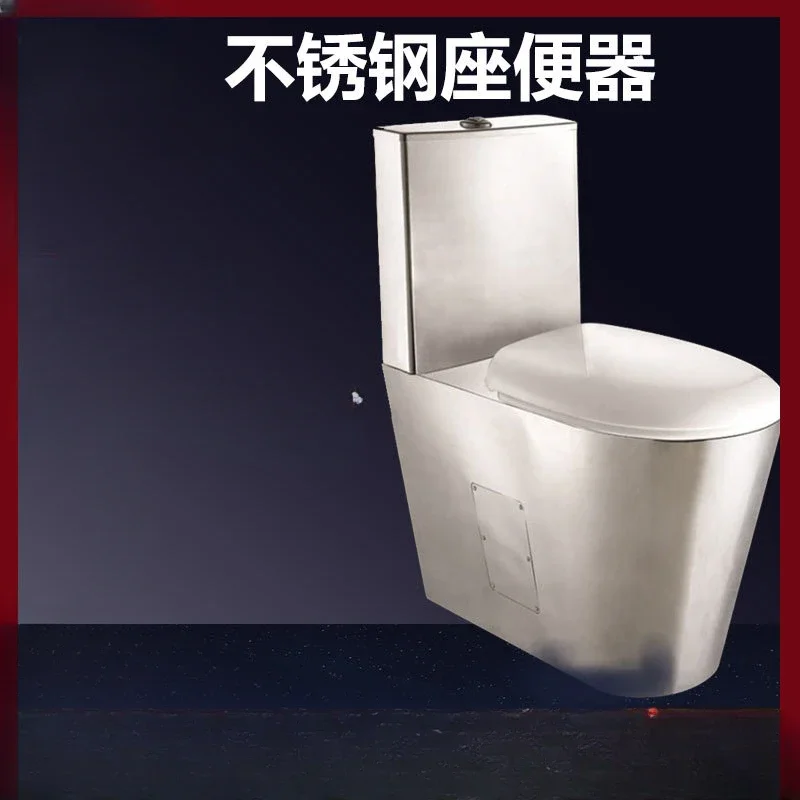 304 stainless steel toilet can be equipped with water tank, cool lattice, golden yellow floor-standing stainless steel toilet