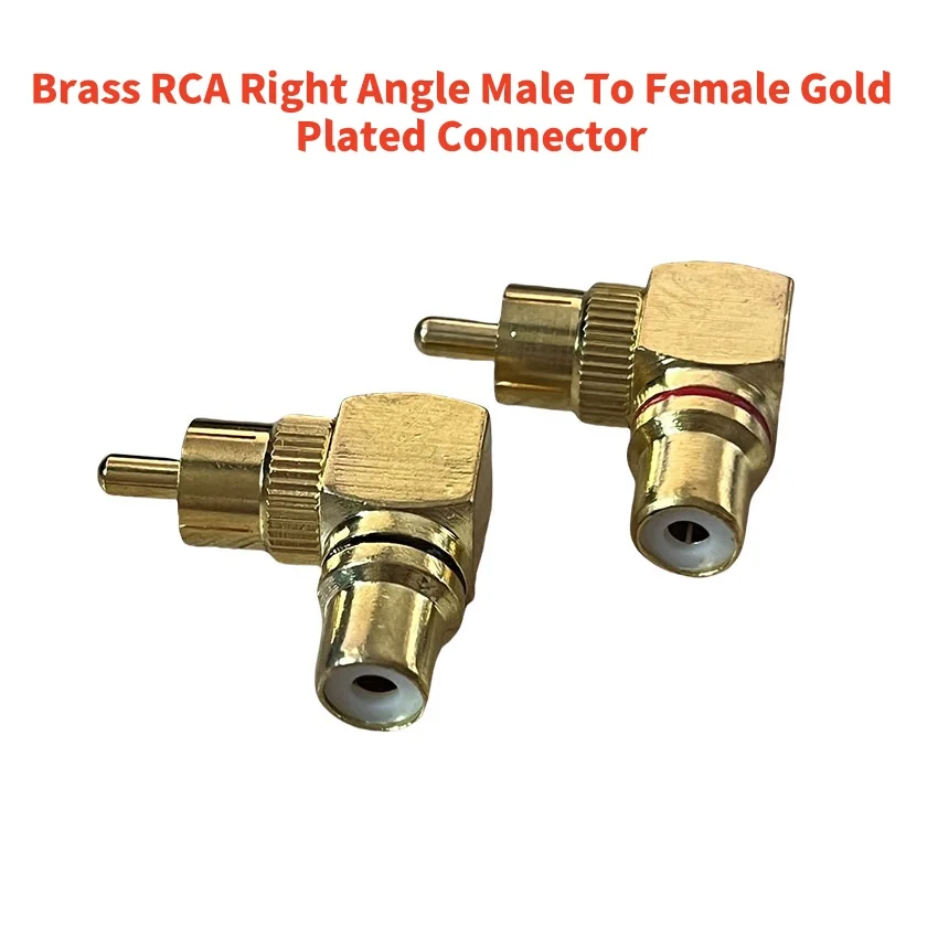 1PC Brass RCA Right Angle Male To Female Gold Plated Connector 90 Degree Adapters