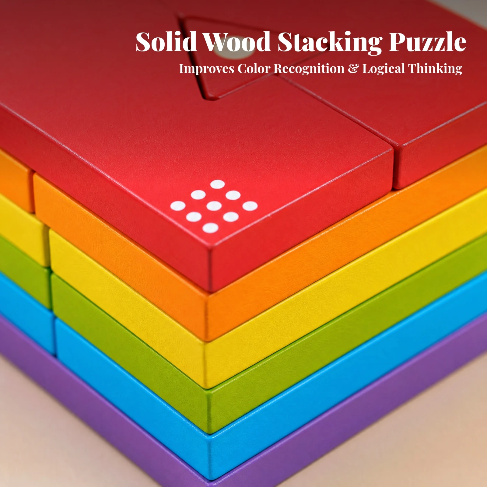 Wooden Stacking and Geometric Matching Toy Colorful Wooden Educational Toy with Geometric Blocks Shape Sorter Spatial Awareness