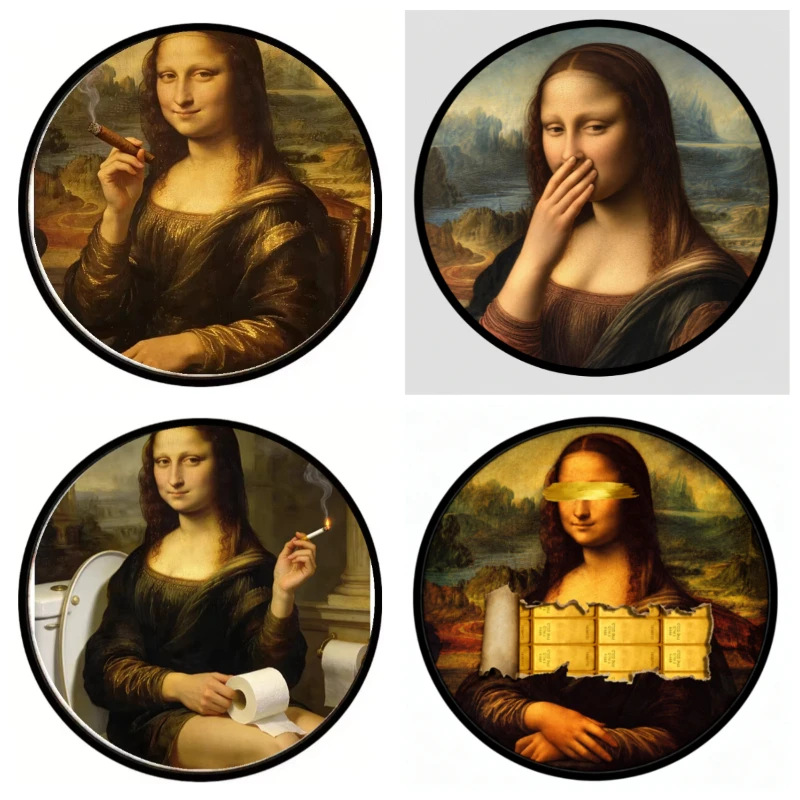 20x20cm Whimsical Modified Art Round Stickers, Vintage Painting Themed Decor Decals for Living Room & DIY Handmade Projects