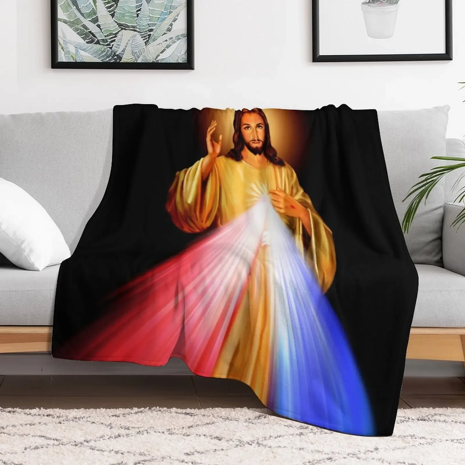 The Divine Mercy, Jesus I trust in You, Saint Faustina, Divine Mercy Throw Blanket Soft Plush Blanket as Housewarming Gift