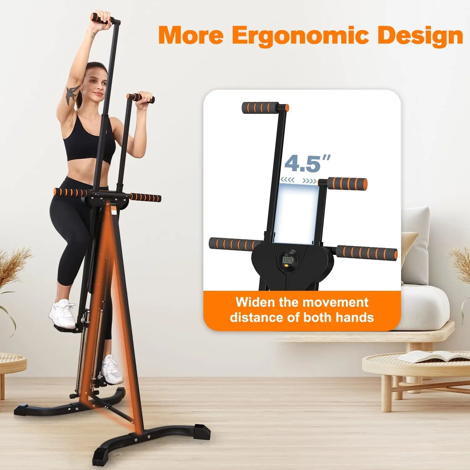 Vertical Climber Exercise Machine For Home Gym With 4 Metal Guide Rails Folding Exercise Climber Cardio Workout Machine 5-Level