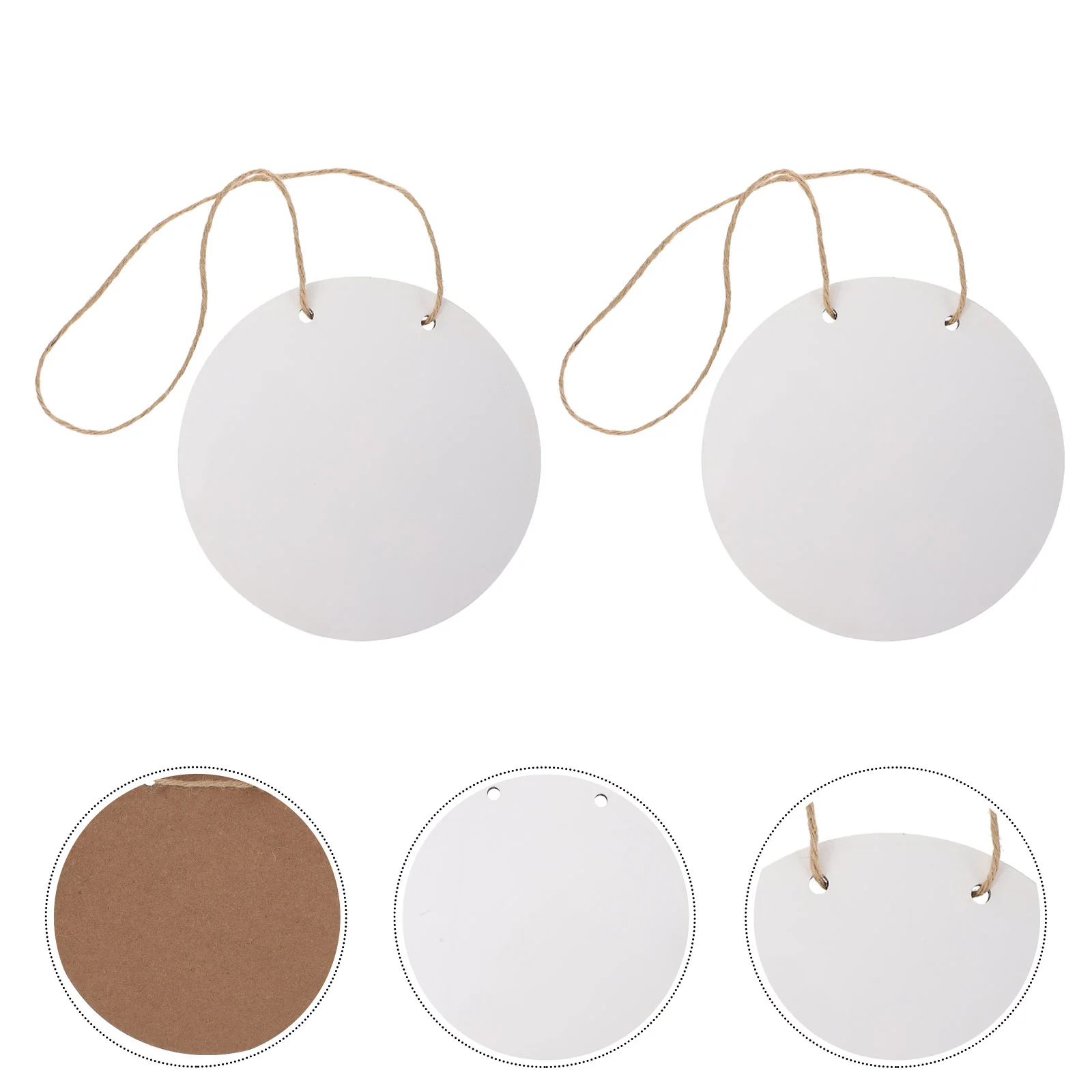 

2 Pcs Circular Wooden Board Hanging Decoration Blank Plaque Sublimation Sign Craft Farmhouse Rustic Door Hanger White Banner