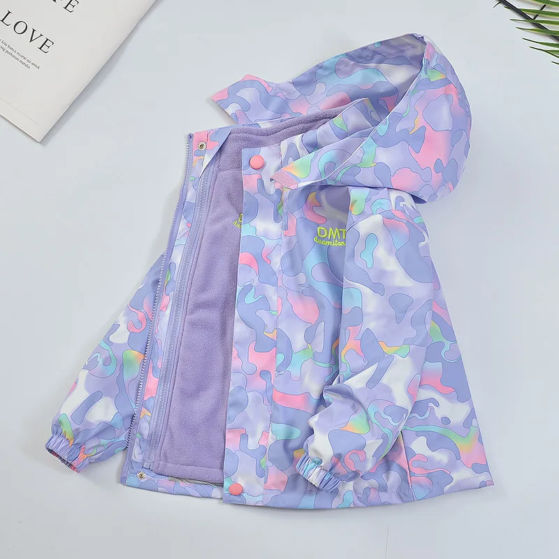 

Children's Jacket Autumn Winter Windproof /waterproof New Girls 3-in-1 Detachable Fleece Windbreaker Jacket 6-12 years old