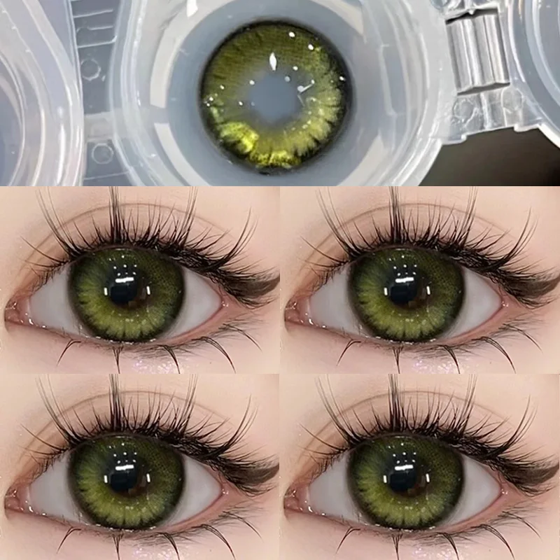 Lentilles de Contact Souples en Vert et Bleu pour Document, Accessoires de Cosmétique pour Étudiant, Anime Naturel, 2 Pièces