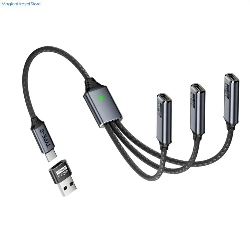 N2UB Fast Charging Type C Splitter for 480Mbps Data Transfer and Multi Device Use