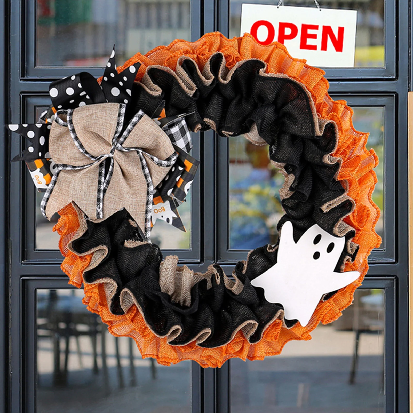 

2025 Halloween Wreath 38cm Ghost Holiday Indoor Decorative Garland Front Door Wreath Party Favor