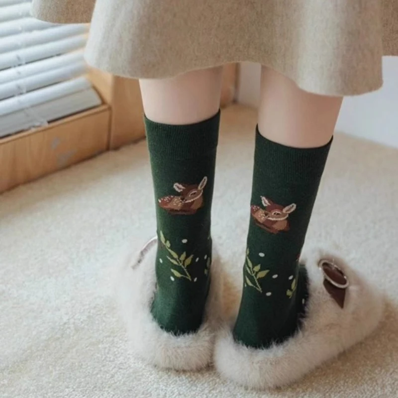 3 زوج/وحدة النساء الجوارب الخريف الشتاء Harajuku خمر الجوارب الطويلة الكورية موضة الأزهار النقش لوليتا Kawaii لطيف الجوارب النساء