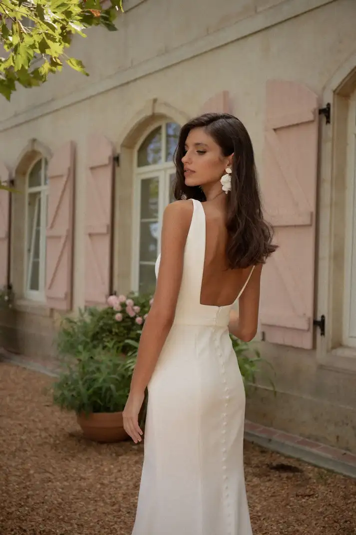 Mermaid Wedding Dresses 2026 Sleeveless Square Collar Backless Bridal Dress Women Simple Wedding Party Dress Customized
