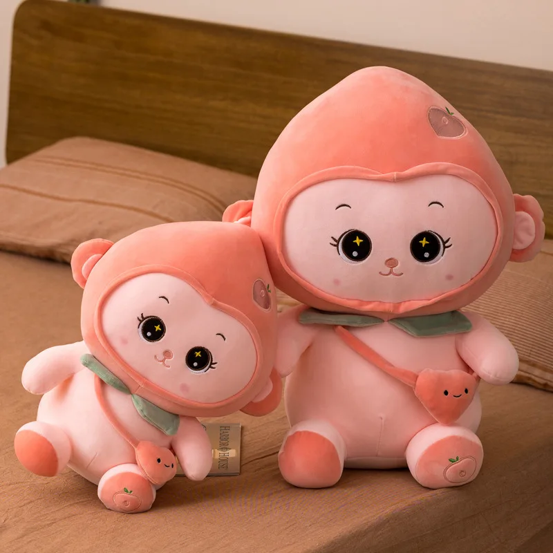 Creative Peach Monkey Plush Toy Cute Stueffed Animals Plushies Dolls Soft Sleeping Pillow Home Decoration Birthday Gifts