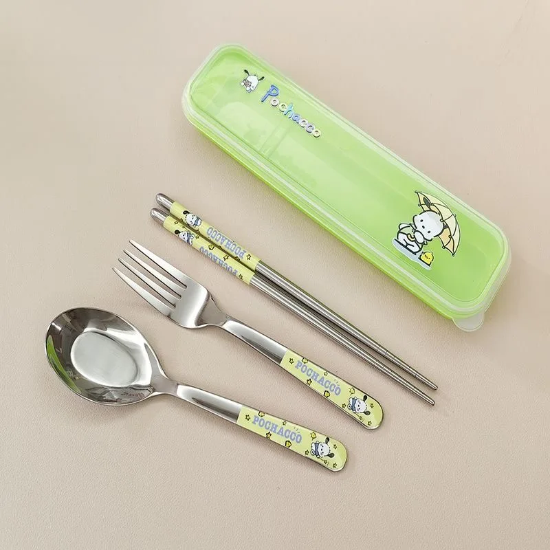 طقم أدوات مائدة محمولة برسوم كرتونية لطيفة من ماي ميلودي مكون من ثلاث قطع للطلاب والبنات، هدية عيد ميلاد كاواي للأصدقاء #5