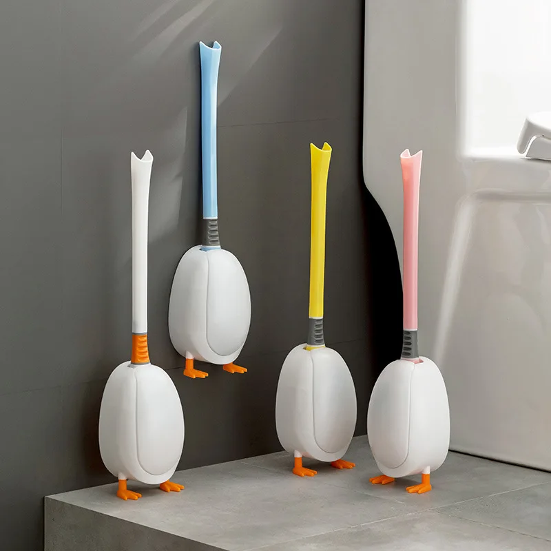 Brosse de Toilette Murale en Silicone, Ensemble Créatif en Forme de Canard, Manche Long pour Outil de Livres de Toilette HOCorner