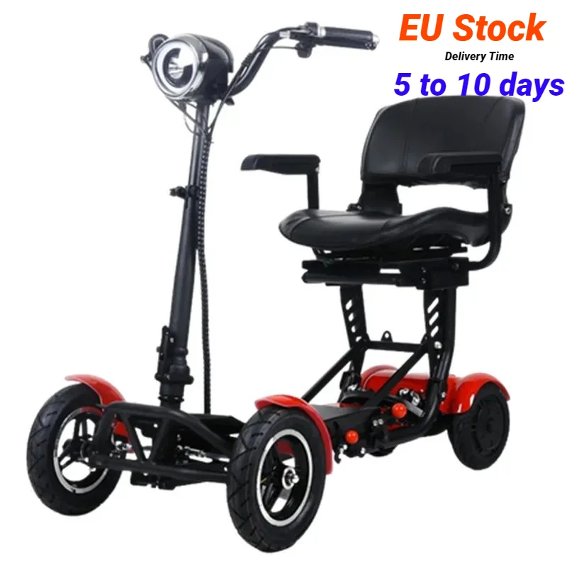 

EU Stock 4 Wheel Folding Electric Scooter For Disabled Double Motor 250W 36V Foldable Travel Mobility Scooter Adult With Reverse