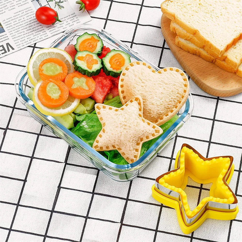 1PCS Geometric Sandwich Cutter and Sealer Set Food-Grade PP Sandwich Cutting Sealing Mould for Children