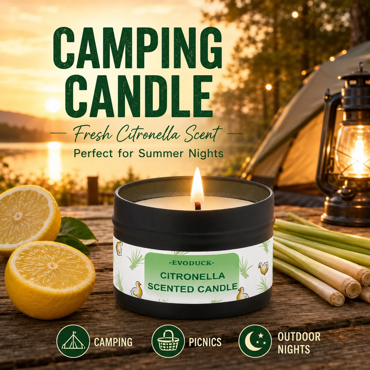 Vela de Citronela para Exteriores, Vela Aromática con Aroma a Hierba Limón para Patio, Jardín, Barbacoa, Picnic, Camping, Fiestas de Verano, Decoración del Hogar