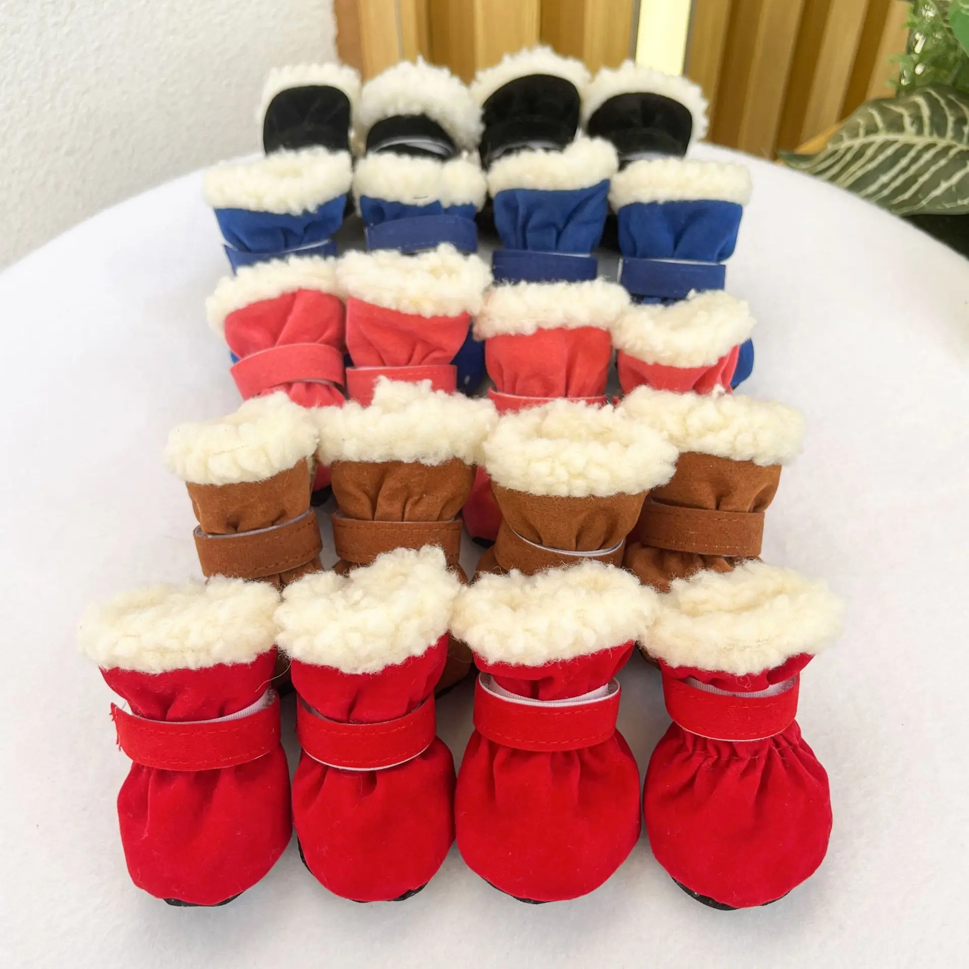 Pet Puppies Winter Plush Thick Soft Bottom Shoe Cover Anti Slip Shoes Warm Dog Shoes Dog Boots  for Small Dogs Sneakers