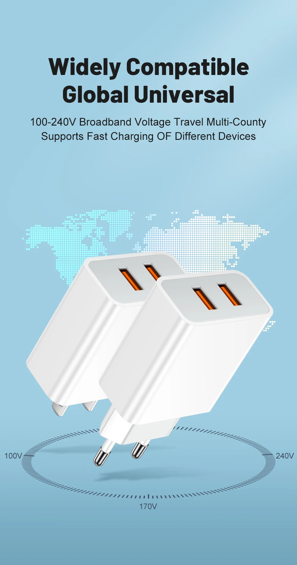 2 Ports Dual USB Charger Fast Charging Mobile Phone Charger Adapter QC3.0 For Samsung Xiaomi Huawei EU/US/UK Plug Wall Adapter