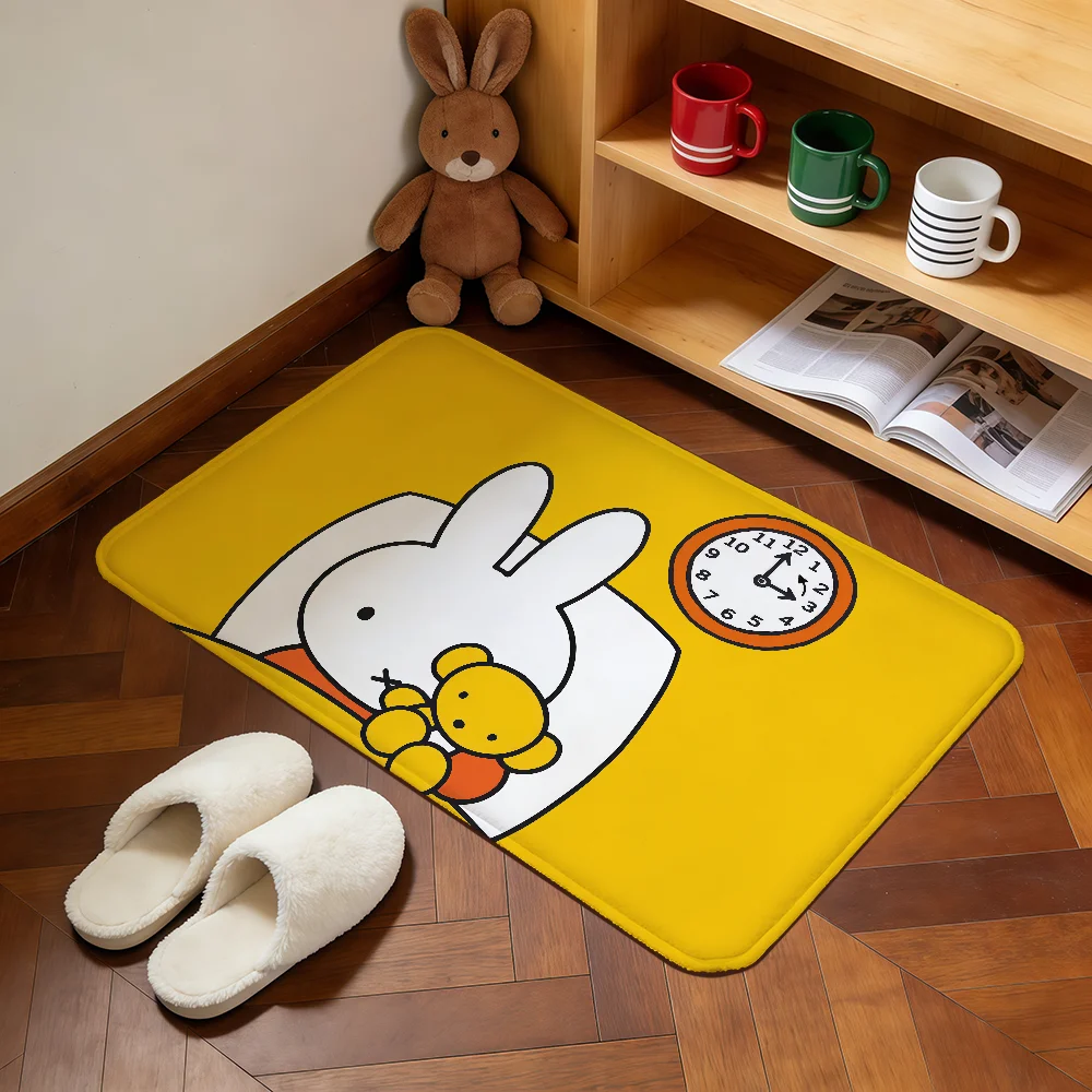 Cartoon Bunny Rabbit kawaii funny M-Miffy Home Bed Rug Kitchen Bath Floormat Hallway Balcony Carpet Entrance Doormat hogar Decor