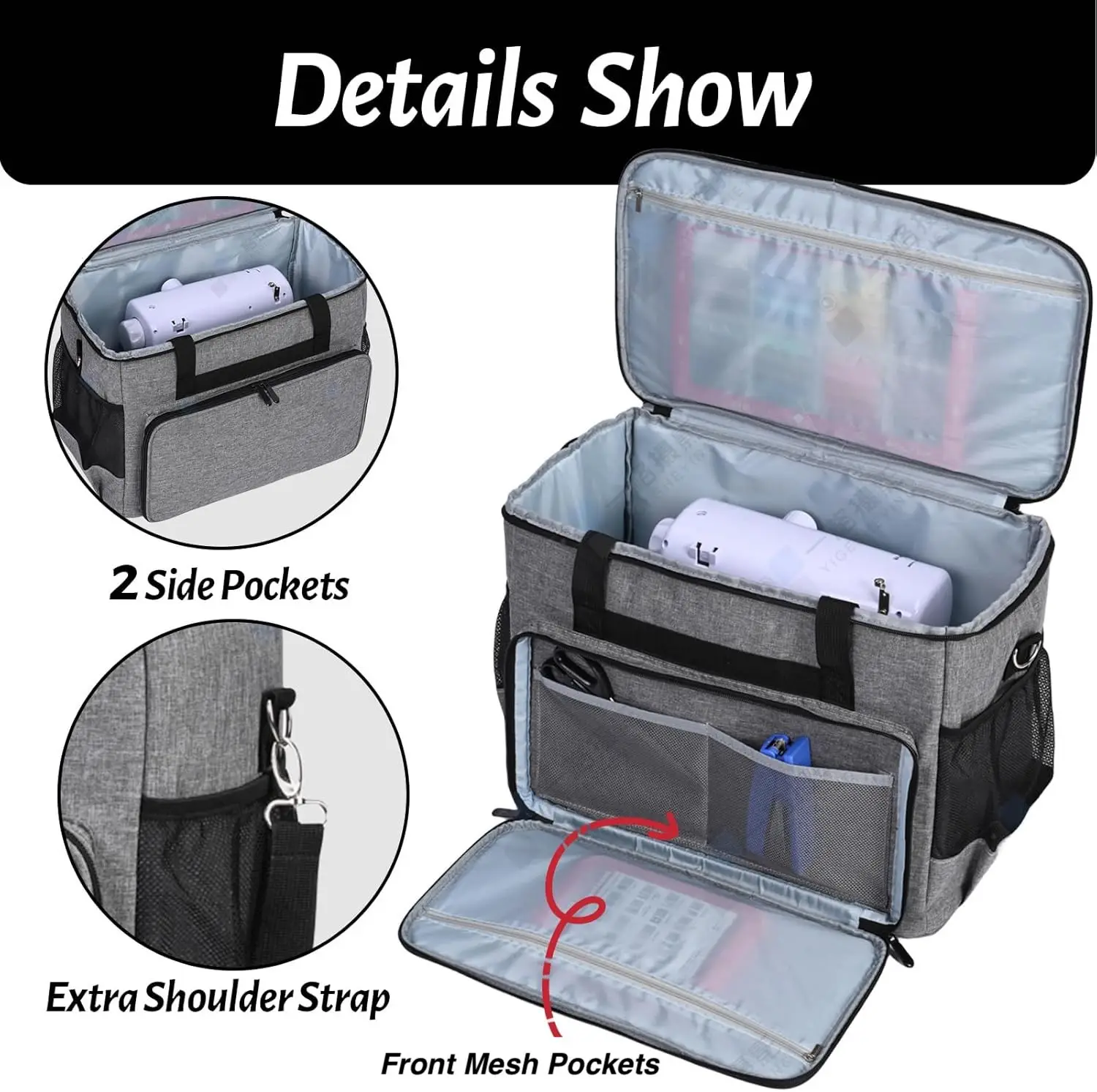 Sewing Machine Carrying Case with Multiple Storage Pockets, Universal Tote Bag with Shoulder Strap For Most Standard Machinesrd