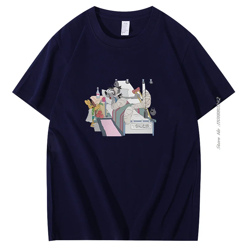 Nu Pogodi The Hare Catoon Cotton T-shirt Wolf In The Hospital Classic graphic t shirts Unisex Summer short sleeve t-shirt