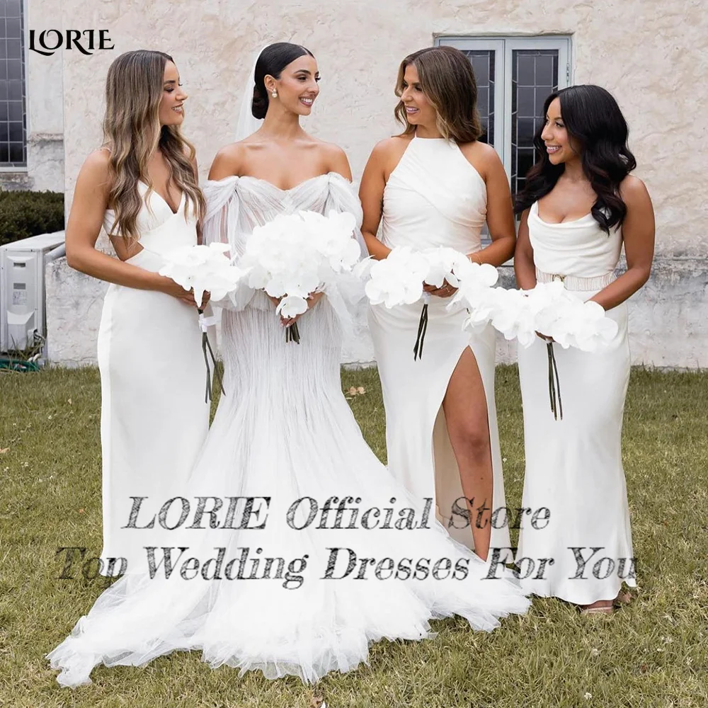 LORIE Off spalla Sweetheart Mermaid abiti da sposa aderente Backless maniche lunghe a sbuffo abito da sposa boemia Tulle abiti da sposa