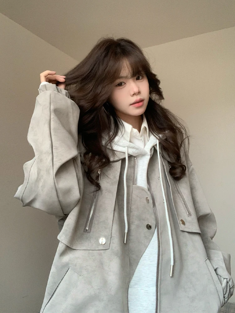 

Американская кожаная куртка из ПУ-кожи в стиле High Street, бейсбольная рабочая куртка, мотоциклетная куртка Cleanfit, дышащая, с длинными рукавами, на молнии