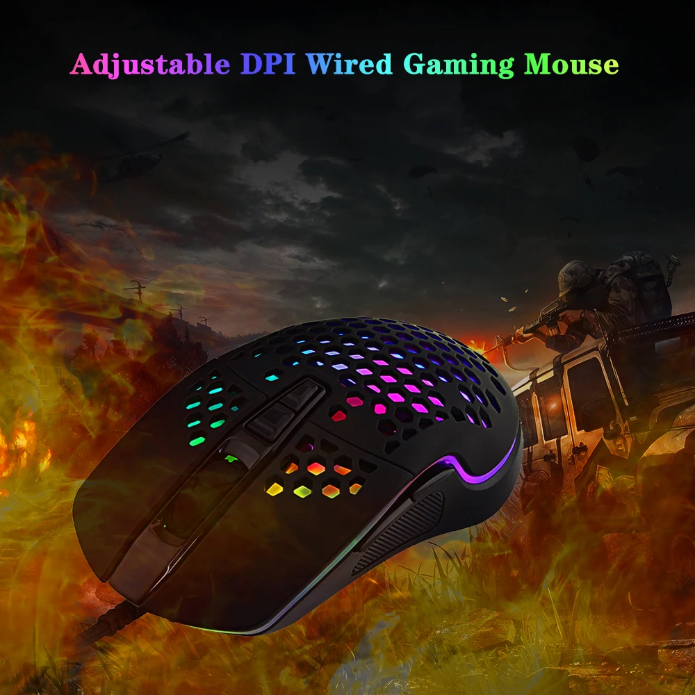 

Wired Gaming Mouse RGB Backlight Cave Design 6400 DPI Adjustable Cave Design For Easport Gamer PC Laptop Mause Office Use Mice