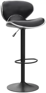 PU Leather Adjustable Bar Stools, Modern Swivel Airlift Barstools with Back, Armless Counter Height Chairs for Kitchen view 4