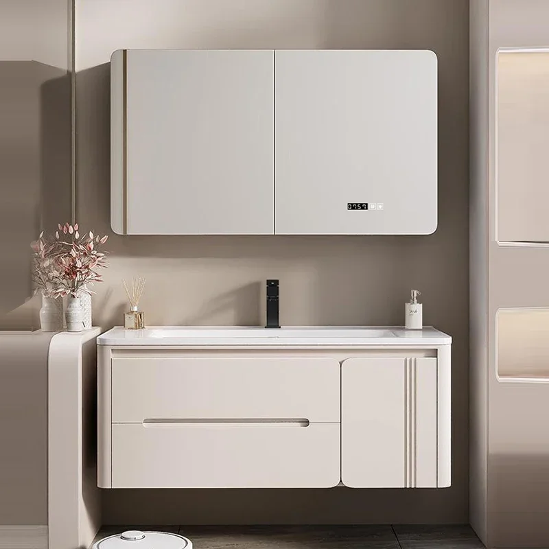 Modern Toilet Bathroom Vanities Ceramic Sink Drawer White Storage Bathroom Vanity Mirror Closet Cabinet Para Banheiro Furniture