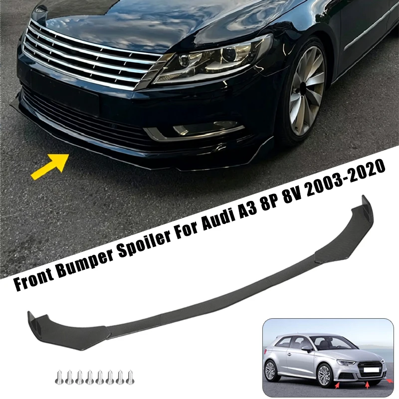 Sport Front Bumper Splitter Spoiler Lip For Audi A3 8P 8V 2003-2020 5Pcs Adjustable Sectional Car Exterior Tuning Body Kit