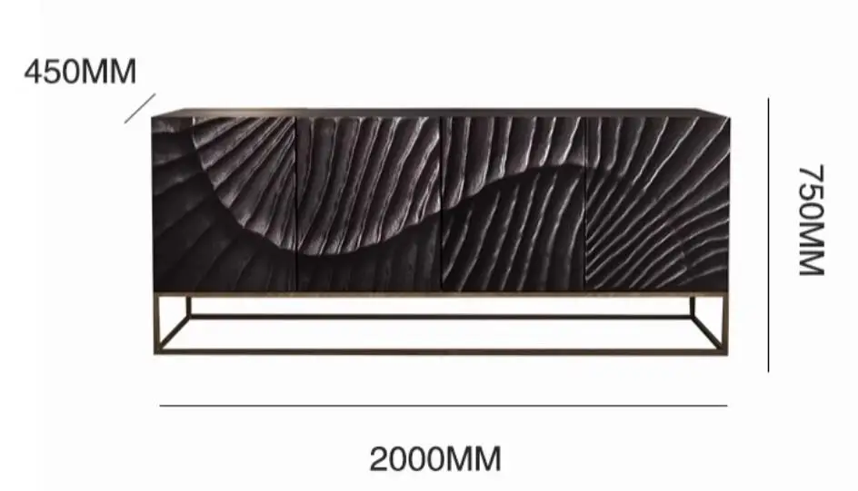 

Italy light luxury side cabinet solid wood carving light luxury modern simple creative design black entrance cabinet