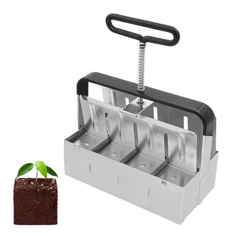 

Soil Block Makers Manual 4 Cell Double Row Soil Blocker Ergonomic Handle Soil Block Mold And Blocking Tool For Potting Soil