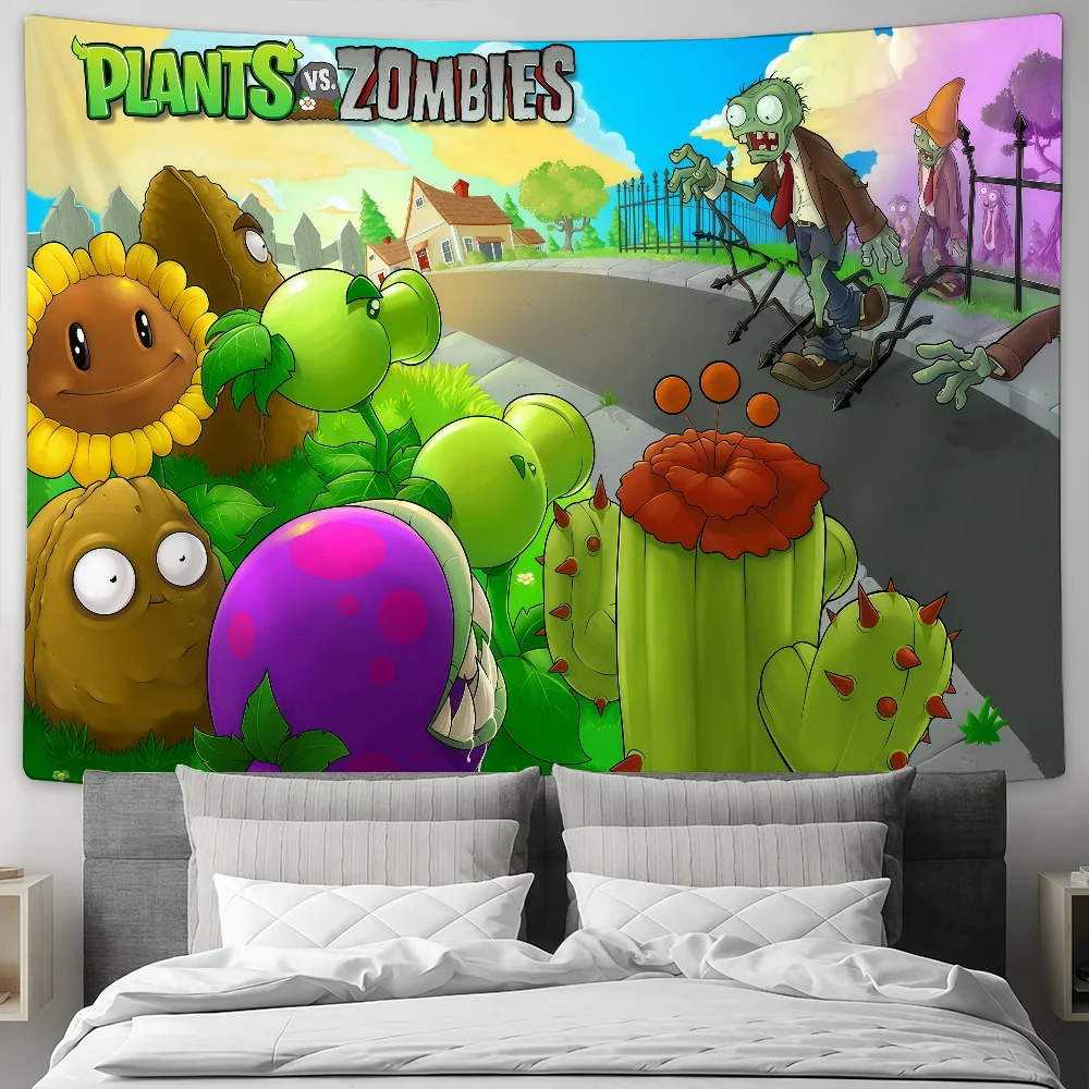 لعبة P-Plants مقابل Z-Zombies العلم مخصص التخييم حديقة ديكور خلفيات الحفلات جدار الفن هدايا الأسرة #6