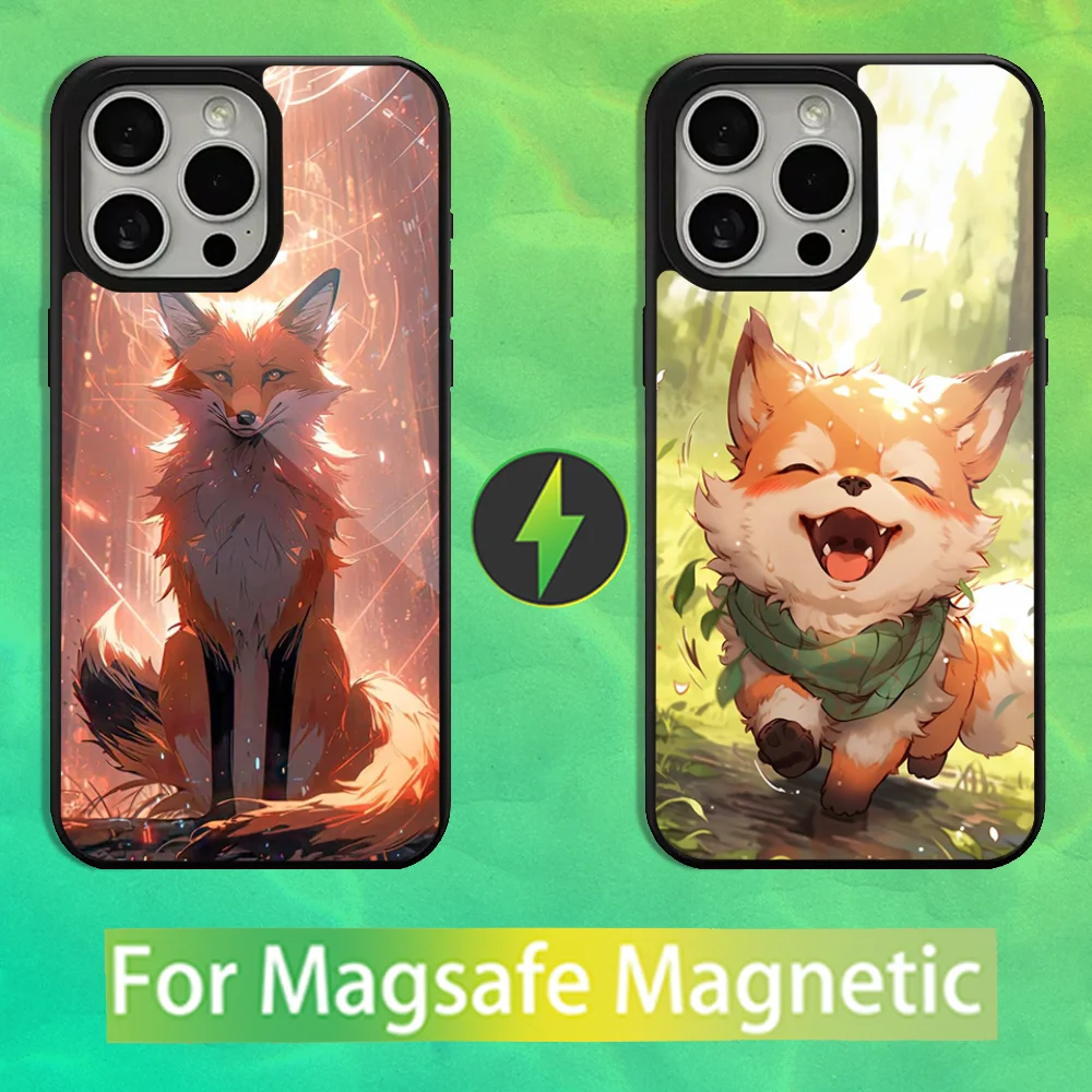 

Cute Fox Cartoon Phone Case For iPhone 16,15,14,13,12,11,Pro,Max,Plus,Mini,Magsafe,Magnetic Wireless Charging Case