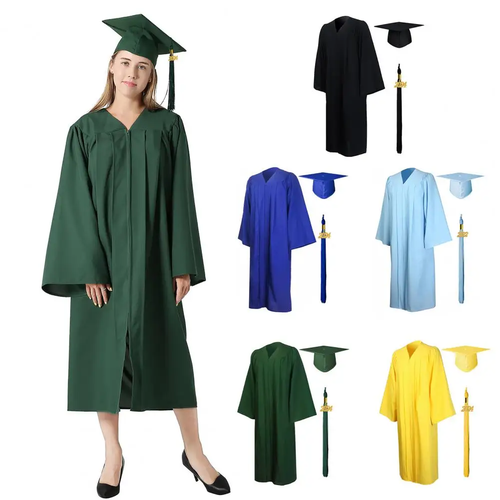 School Uniform Student Graduation Cap And Gown Set Academic Robe Adult Graduation Suit University Degree Suit Graduation Gown