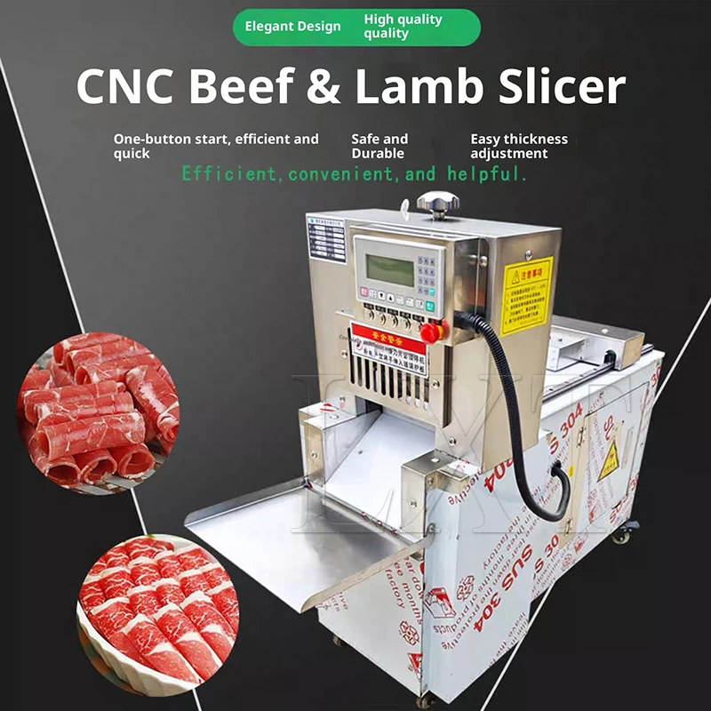 Stainless Steel Beef Sausage Bacon Frozen Meat Slicer Automatic Chicken Pork Beef Slice Making Machine