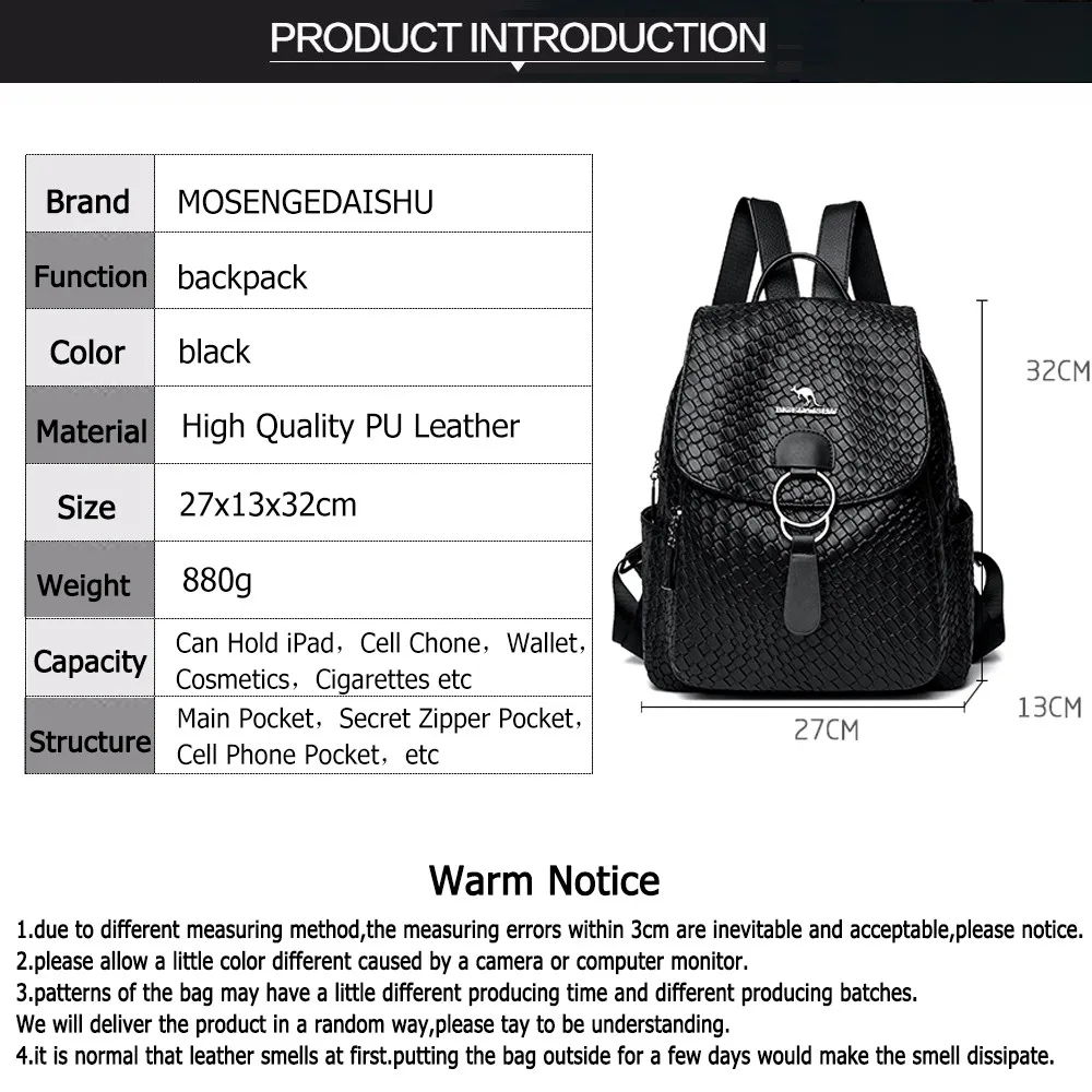 Mochilas de couro macio para mulheres, Mochila de grande capacidade, Bagpack feminino de viagem casual para meninas adolescentes