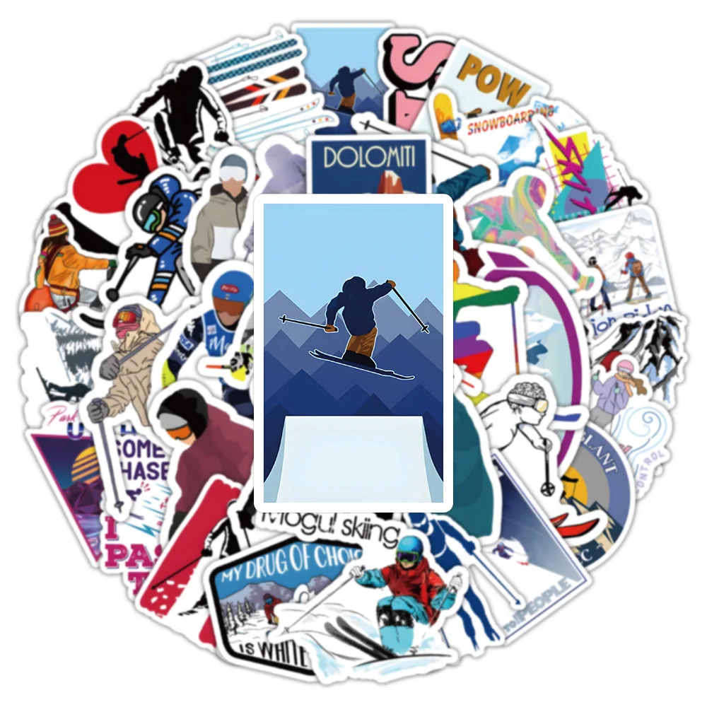 

10/30/50PCS Ski Cool Sticker Cartoon Graffiti Decorative Luggage Guitar Water Cup Notebook Water Cup Skateboard Waterproof Decal