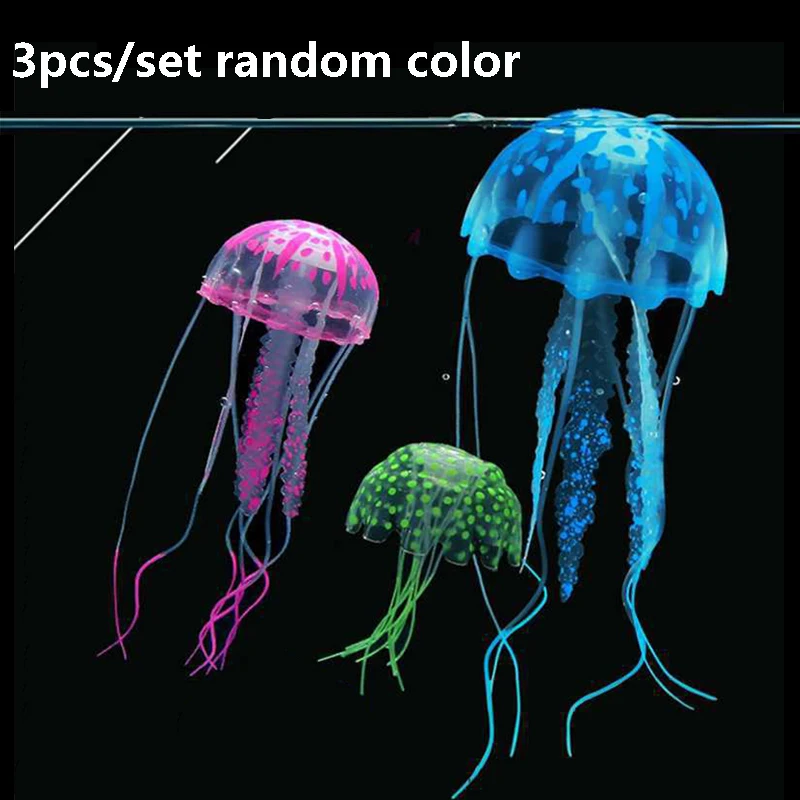 

3pcs Colorful Artificial Jellyfish Aquarium Fish Tank Landscaping Decoration Underwater Glowing Luminous Jellyfish Fish Ornament