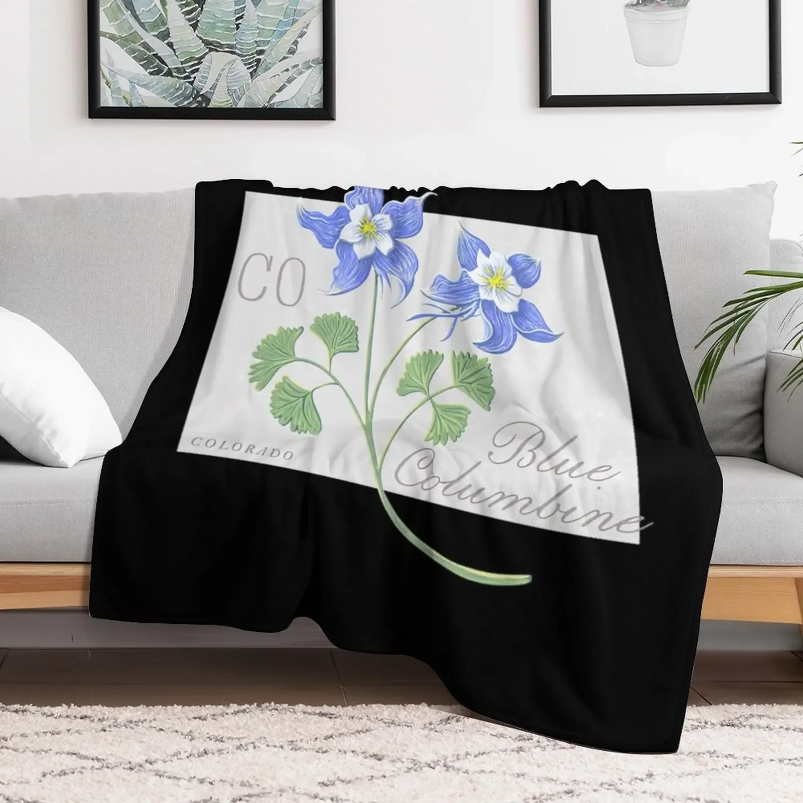 colorado state flower blue columbine art by jen montgomery jen montgomery transparent Throw Blanket Thermal Quilt Blankets