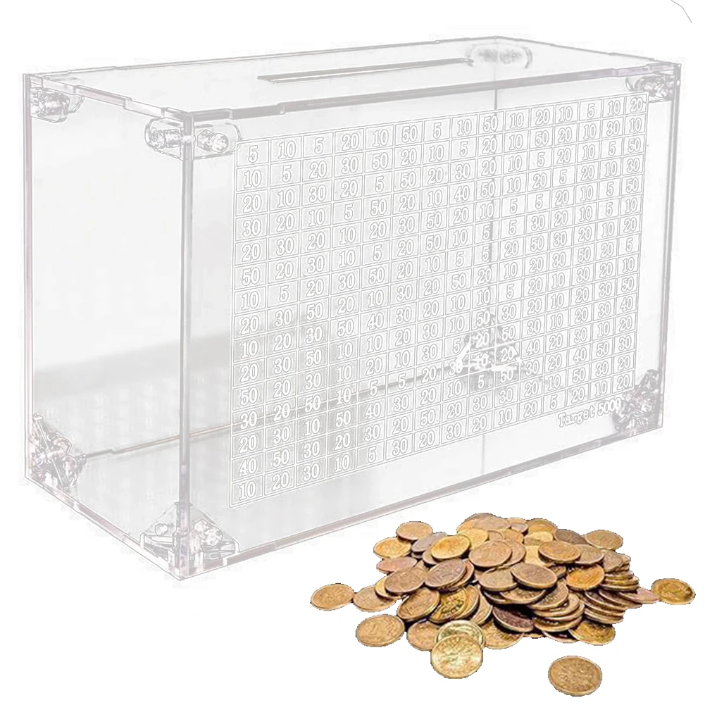 

Cube Saving Coins Storage Box with Counter Acrylic Saving Money Jar Transparent Piggy Bank Coin Cash Container Adults Kids Gift