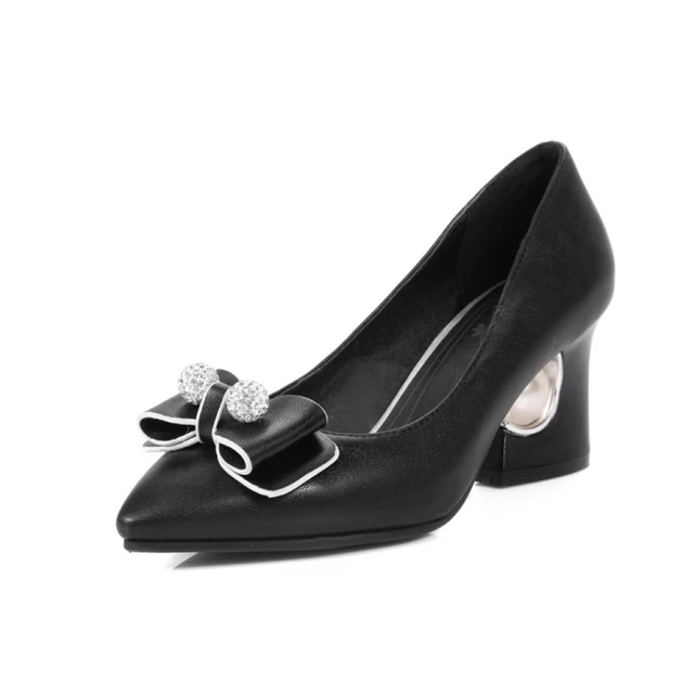 Oversize Large Size Big Size Ladies High Heels Women Shoes Woman Pumps Pointed Bow High Heel Single Shoe Pumps AliExpress