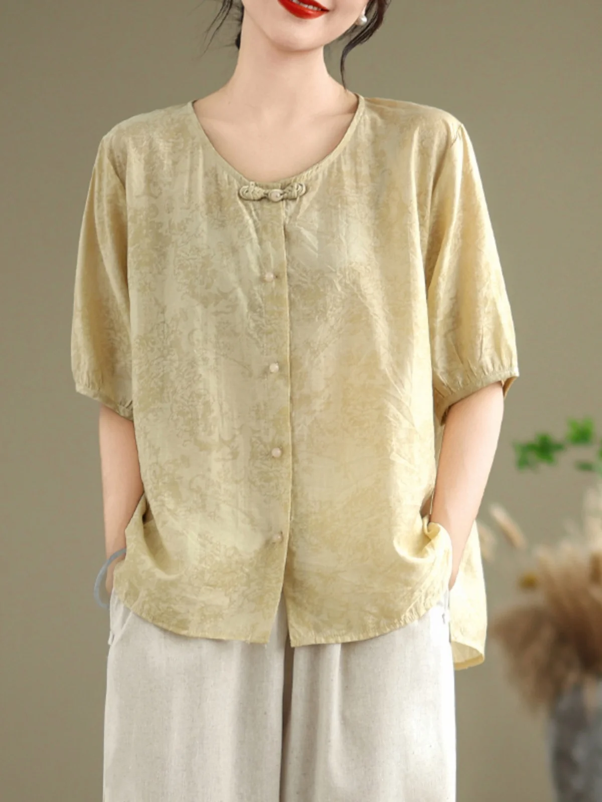 

Хлопково-льняные брюки ручной работы с v-образным вырезом, свободные брюки и брюки Харлан, комплект из двух предметов, модная повседневная одежда, круглый Ne Sve